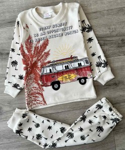 Пижама Supermini «Автобус» красный, мальчик 1-2-3 года