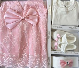 Комплект Baby Biss "Бант+цветок" розовый, девочка 3-6 месяцев