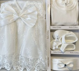 Комплект Baby Biss "Бант+квітка" білий, дівчинка 3-6 місяців