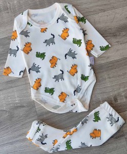 Комплект «Звірята» молочний, унісекс 0-3-6 місяців