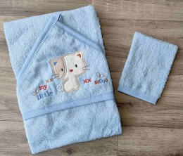 Рушник Ramel "Котик" блакитний, хлопчик 100*100