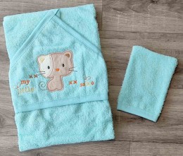 Рушник Ramel "Котик" зелений (м'ятний/бірюзовий), унісекс 100*100