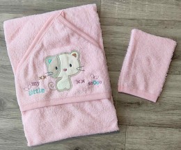 Рушник Ramel "Котик" рожевий, дівчинка 100*100