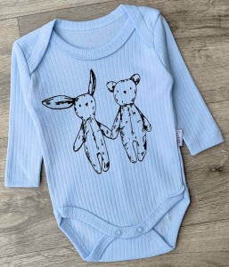 Боди Findik "Зайка+Медведь" голубой, мальчик 3-6-9-12-18 месяцев