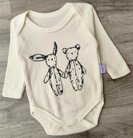 Боди Findik "Зайка+Медведь" молочный, унисекс 3-6-9-12-18 месяцев