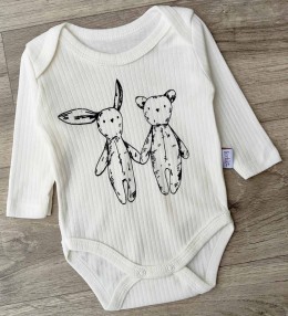 Боди Findik "Зайка+Медведь" белый, унисекс 3-6-9-12-18 месяцев