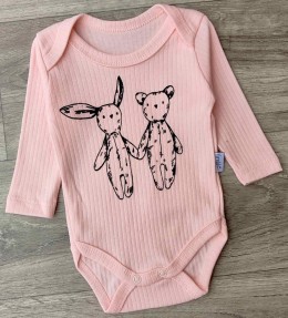 Боди Findik "Зайка+Медведь" персиковый, девочка 3-6-9-12-18 месяцев