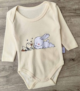 Боди Findik "Зайчик+утенок" молочный, унисекс 3-6-9-12-18 месяцев