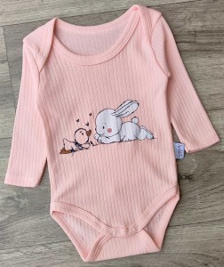 Боди Findik "Зайчик+утенок" персиковый, девочка 3-6-9-12-18 месяцев