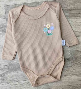 Боди Findik "Flowers" коричневый, девочка 3-6-9-12-18 месяцев