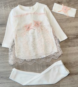 Комплект Findik "Цветочки", персиковый, девочка 3-6-9  месяцев