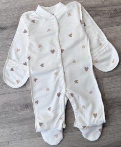 Чоловічок "Серця" білий, дівчинка 0-3 місяців