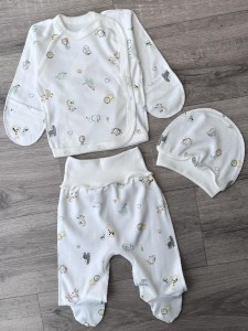 Комплект "Зверьки"  белый, унисекс 0-3 месяцев