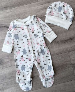 Чоловічок "Медвежа" молочний, унісекс 0-3-6 місяців