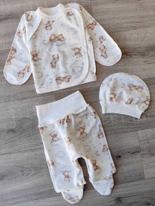 Комплект "Мишка на облаке" белый, унисекс 0-3 месяцев