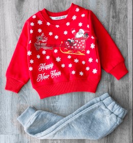 Костюм Partner "Happy New Year" червоний, хлопчик 9-12-18-24 місяців