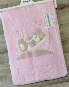 Плед Story Baby «Мишка» розовый, девочка 80*90