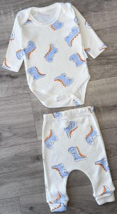 Комплект «Динозаврики» синий, мальчик 0-3-6 месяцев