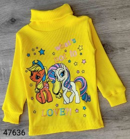 Водолазка "Единороги" желтый, девочка 1-2-3-4-5 лет