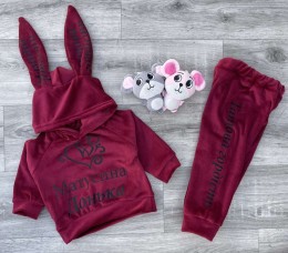 Костюм «Матусина донька» бордовий, дівчинка 9-12-24-36 місяців