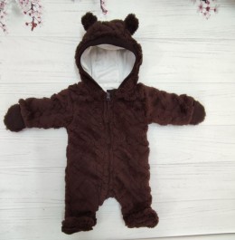 Человечек "Полоски" коричневый, мальчик 0 месяцев