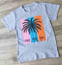 Футболка «Пальмы» серый, мальчик 9-10-11-12 лет