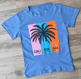 Футболка «Пальмы» голубой, мальчик 9-10-11-12 лет