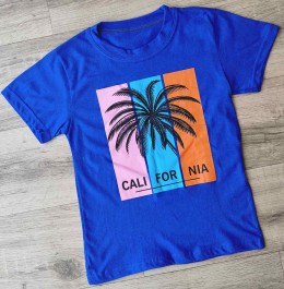 Футболка «Пальмы» синий(темный), мальчик 9-10-11-12 лет