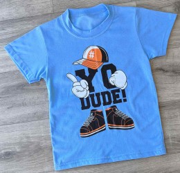 Футболка "Yo dude!" голубой, мальчик 1,5-3-5-7-9  лет