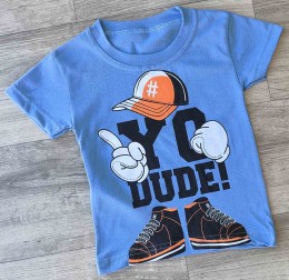 Футболка "Yo dude!" синий, мальчик 1,5-3-5-7-9  лет