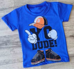 Футболка "Yo dude!" синий(темный), мальчик 1,5-3-5-7-9  лет