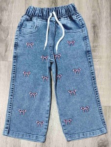 Джинсы Hiwro "Бантики" синие, девочка 1-2-3-4 лет
