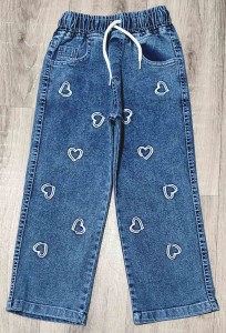 Джинсы Hiwro "Сердечка" синие, девочка 5-6-7-8 лет