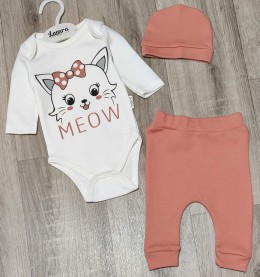 Комплект «Meow» коричневый (терракотовый), девочка 0-3-6-9 месяцев