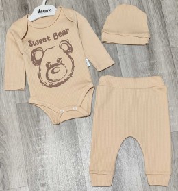 Комплект «Bear » бежевый, мальчик 0-3-6 месяцев