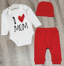 Комплект «I love mom» красный, девочка 0-3-6 месяцев