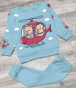 Костюм СGS "Вертолет" зеленый (бирюзовый), мальчик 6-9-12-18 месяцев