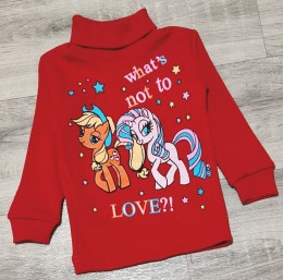 Водолазка "Единороги" красный, девочка 1-2-3-4-5 лет