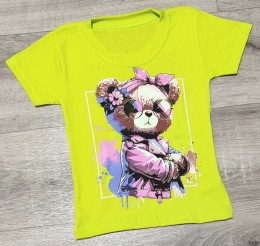 Футболка " мишка"  зеленый(салатовый), девочка 1.5-2-3-4-5 лет