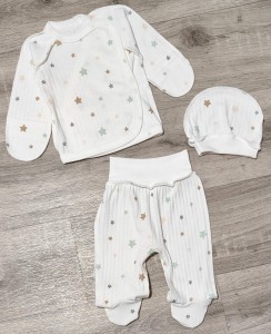 Комплект "Stars" белый, унисекс 0-3 месяцев