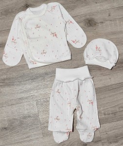 Комплект "Сердечка" белый, девочка 0-3 месяцев