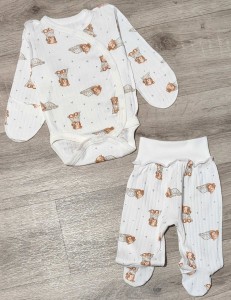 Комплект "Bear» белый, унисекс 0-3 месяцев