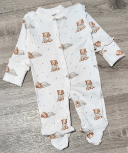 Человечек "Bear", белый, унисекс 0-3 месяцев