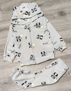 Костюм "Пандочки" серый, унисекс 6-9-12 месяцев