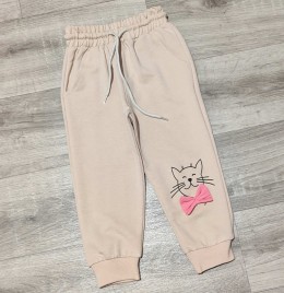 Спортивные штаны Balla Kids «Котик» бежевый, девочка 3-4-5-6-7-8 года