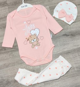 Комплект Poli Foni «Love» персиковый, девочка 3-6 месяцев