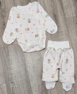 Комплект "Кошечки» белый, девочка 0-3 месяцев