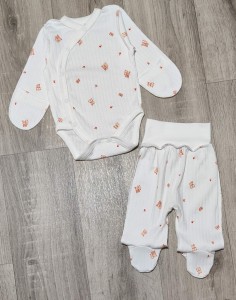 Комплект "Совушки» белый, девочка 0-3 месяцев