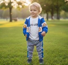 Костюм Brava"Cute Leon" синий, мальчик 9-12-18-24 месяцев