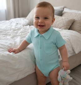 Боди Findik "Карман" зеленый (мятный/бирюзовый), унисекс 3-6-9 месяцев